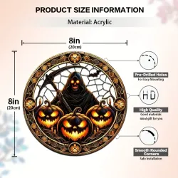 8" Reaper w/ Pumpkins Acrylic Suncatcher
